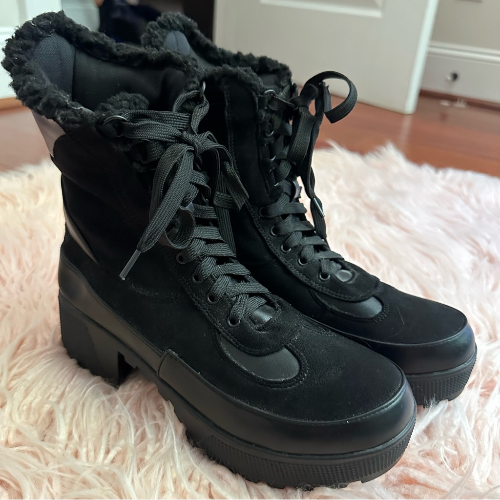 Platform Ego Combat Fur Lined Boots